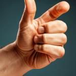 **

Prompt: "Daumen drücken." A hand with fingers crossed, giving a thumbs-up gesture. Lucky charm. Focus on the hand and positive energy. Warm colors.

**