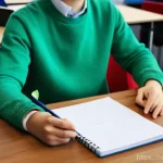 독일어 공부할 때 주의할 점 - **Prompt 1: German Article Learning with Visual Cues**
    "A young adult student, approximately 18-...